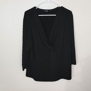 East 5th women's faux wrap blouse rich black 2X 3/4 sleeve